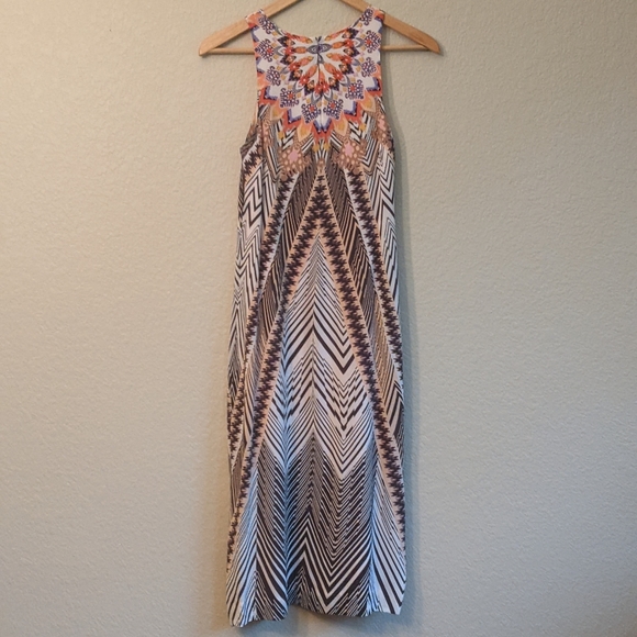 HD in Paris Silk sleeveless dress, US size 4, multi color geometric pattern - Picture 4 of 12
